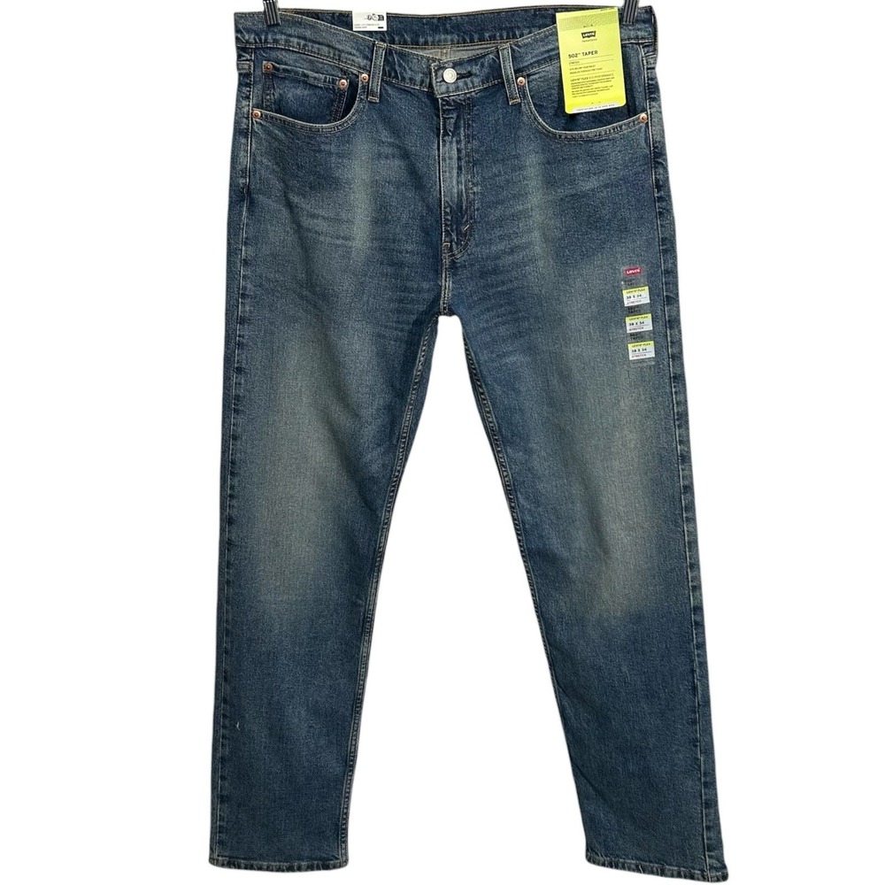 Levis 502 Mens Taper Fit Jeans Size 38x34 Blue Medium Wash Stretch Fabric